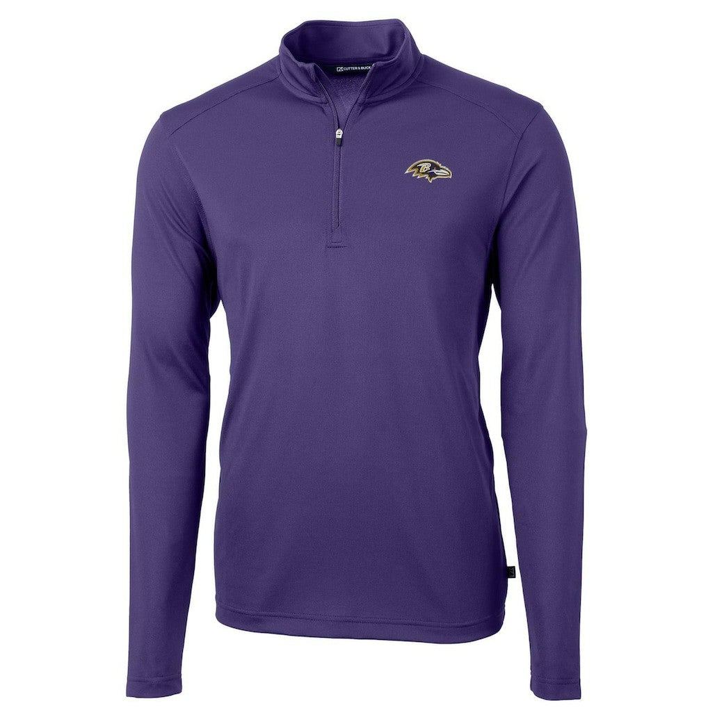 Baltimore Ravens Cutter & Buck Virtue Eco Pique Recycled Quarter-Zip Pullover Jacket - Purple Pullover