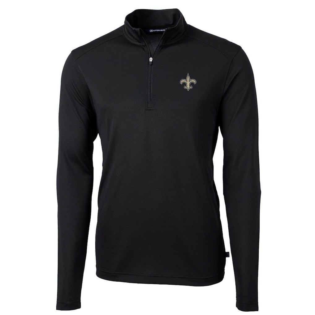 New Orleans Saints Cutter & Buck Virtue Eco Pique Recycled Quarter-Zip Pullover Jacket - Black Pullover
