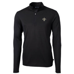 New Orleans Saints Cutter & Buck Virtue Eco Pique Recycled Quarter-Zip Pullover Jacket - Black Pullover