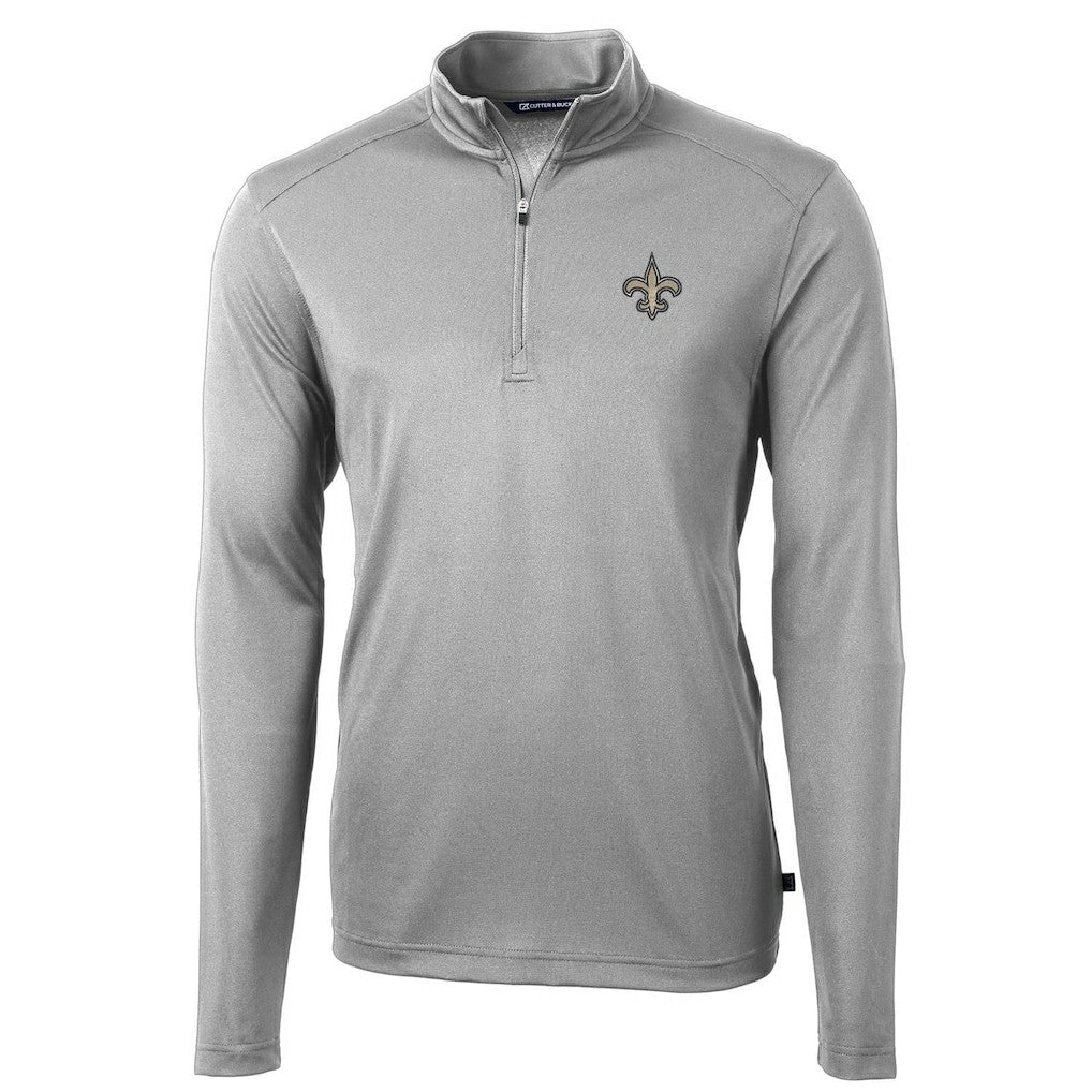 New Orleans Saints Cutter & Buck Virtue Eco Pique Recycled Quarter-Zip Pullover Jacket - Gray Pullover