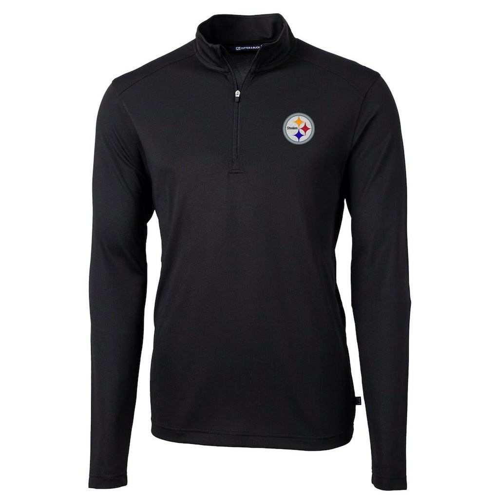 Pittsburgh Steelers Cutter & Buck Virtue Eco Pique Recycled Quarter-Zip Pullover Jacket - Black Pullover