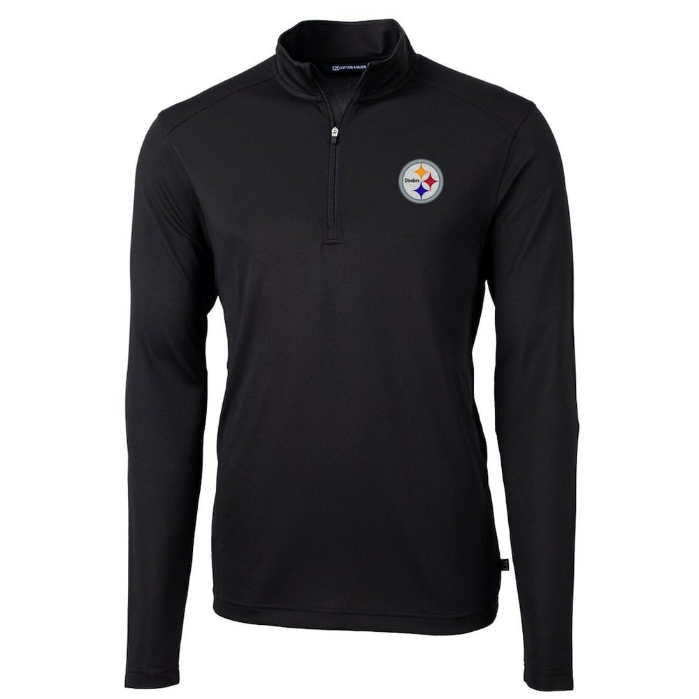 Pittsburgh Steelers Cutter & Buck Virtue Eco Pique Recycled Quarter-Zip Pullover Jacket - Black Pullover