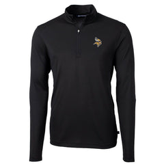 Minnesota Vikings Cutter & Buck Virtue Eco Pique Recycled Quarter-Zip Pullover Jacket - Black Pullover