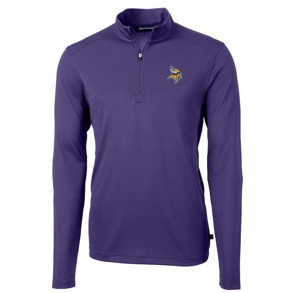 Minnesota Vikings Cutter & Buck Virtue Eco Pique Recycled Quarter-Zip Pullover Jacket - Purple Pullover