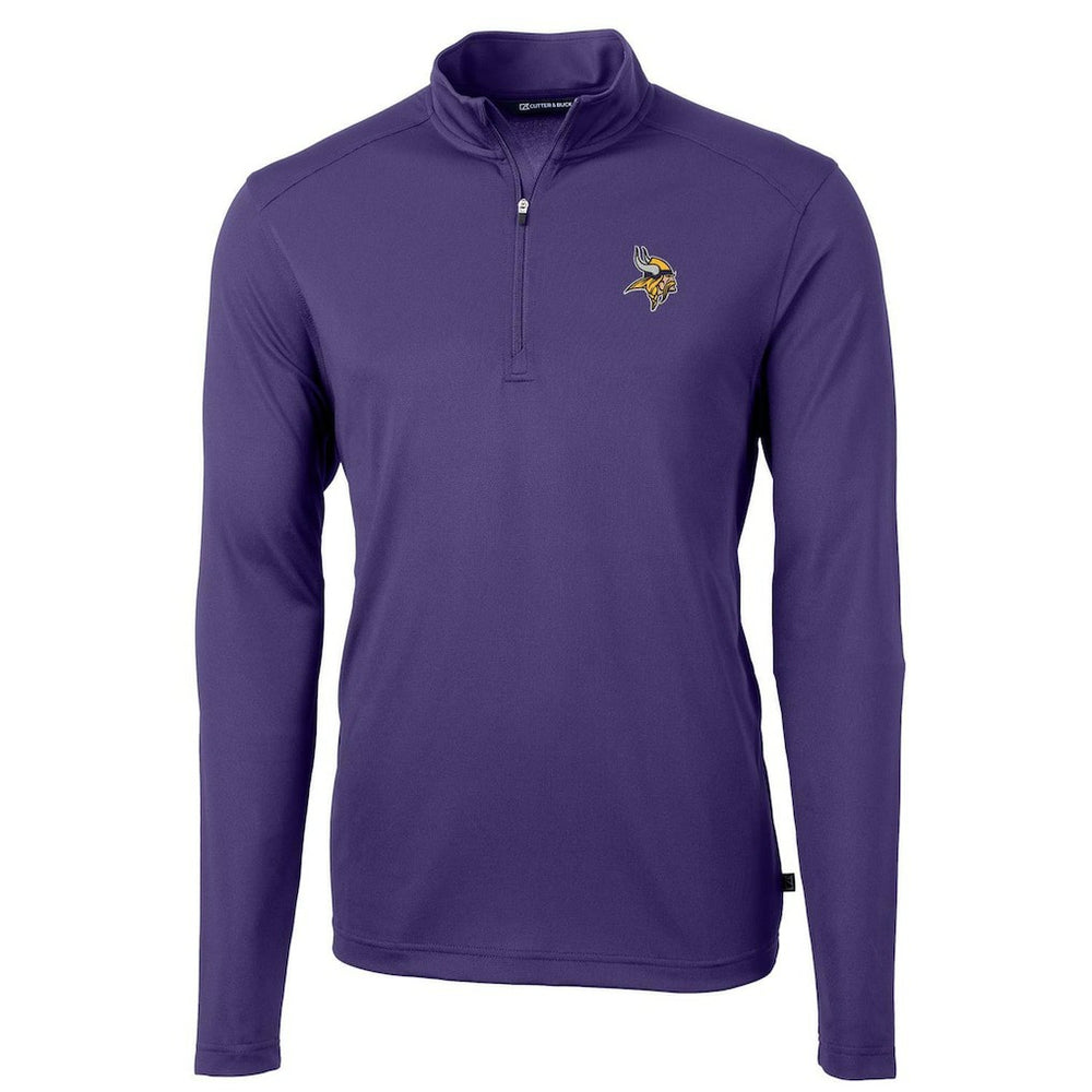 Minnesota Vikings Cutter & Buck Virtue Eco Pique Recycled Quarter-Zip Pullover Jacket - Purple Pullover