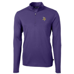 Minnesota Vikings Cutter & Buck Virtue Eco Pique Recycled Quarter-Zip Pullover Jacket - Purple Pullover