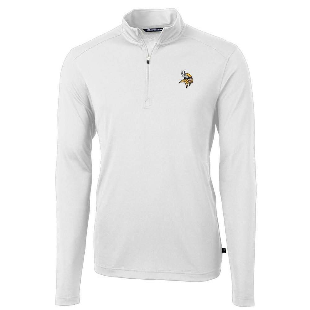 Minnesota Vikings Cutter & Buck Virtue Eco Pique Recycled Quarter-Zip Pullover Jacket - White Pullover