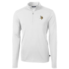 Minnesota Vikings Cutter & Buck Virtue Eco Pique Recycled Quarter-Zip Pullover Jacket - White Pullover