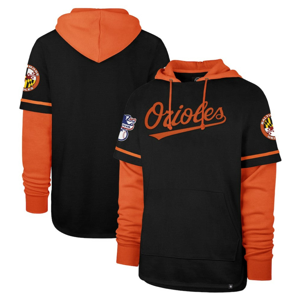 Baltimore Orioles '47 Trifecta Shortstop Pullover Hoodie - Black Hoodies