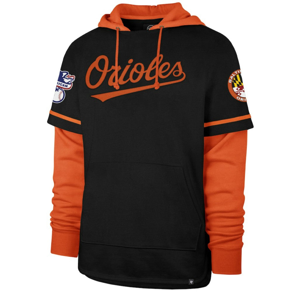 Baltimore Orioles '47 Trifecta Shortstop Pullover Hoodie - Black Hoodies