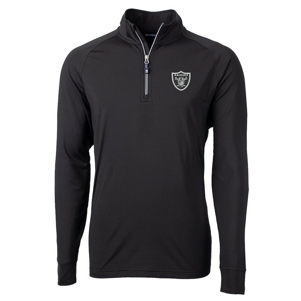 Las Vegas Raiders Cutter & Buck Big & Tall Adapt Eco Knit Quarter-Zip Pullover Jacket - Black Pullover
