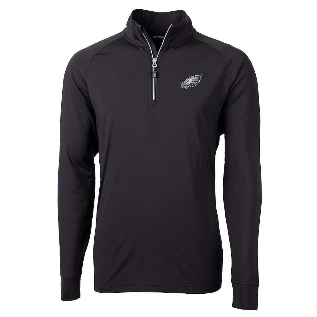 Philadelphia Eagles Cutter & Buck Big & Tall Adapt Eco Knit Quarter-Zip Pullover Jacket - Black Pullover