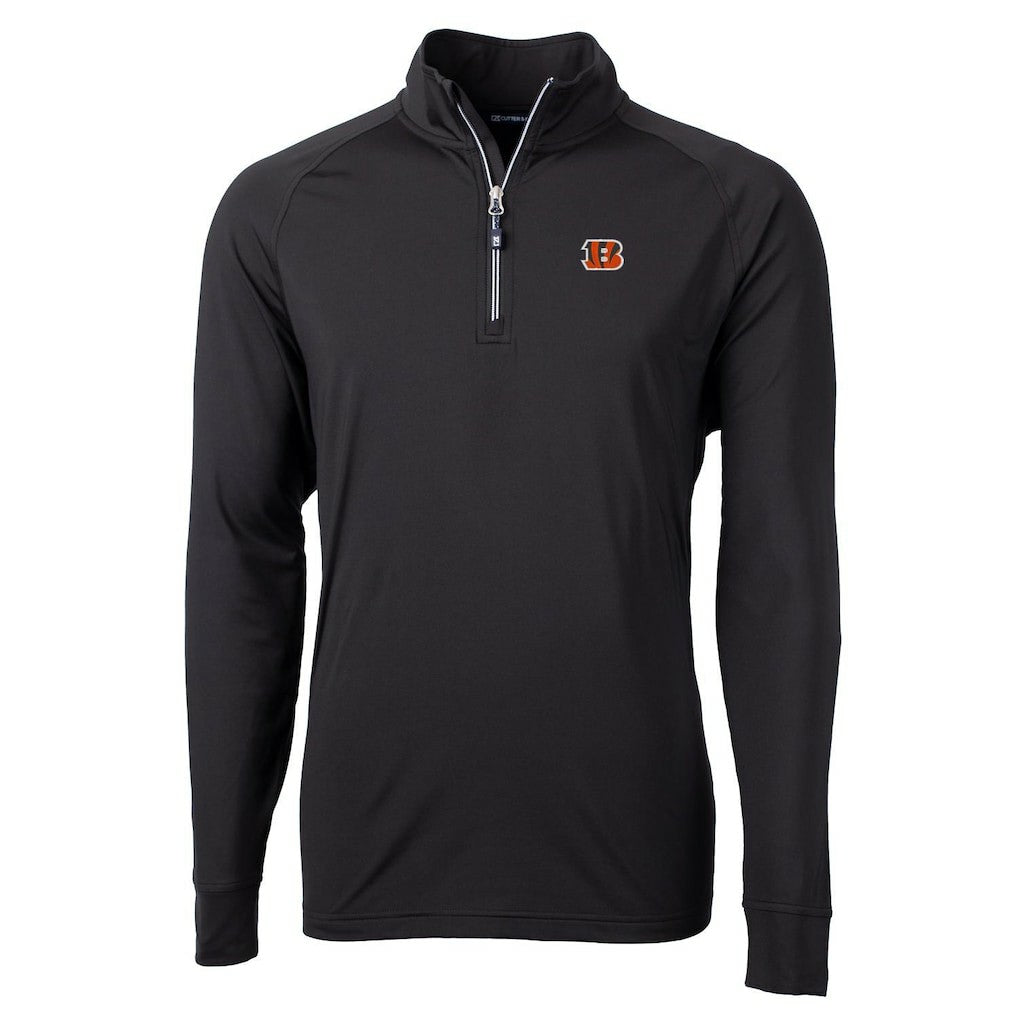 Cincinnati Bengals Cutter & Buck Big & Tall Adapt Eco Knit Quarter-Zip Pullover Jacket - Black Pullover