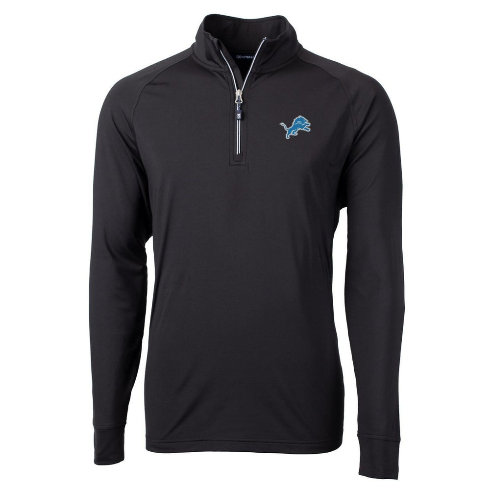 Detroit Lions Cutter & Buck Big & Tall Adapt Eco Knit Quarter-Zip Pullover Jacket - Black Pullover