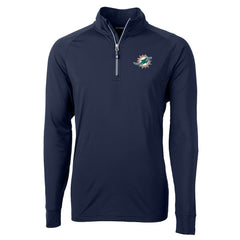 Miami Dolphins Cutter & Buck Big & Tall Adapt Eco Knit Quarter-Zip Pullover Jacket - Navy Pullover