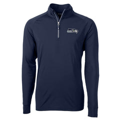 Seattle Seahawks Cutter & Buck Big & Tall Adapt Eco Knit Quarter-Zip Pullover Jacket - College Navy Pullover
