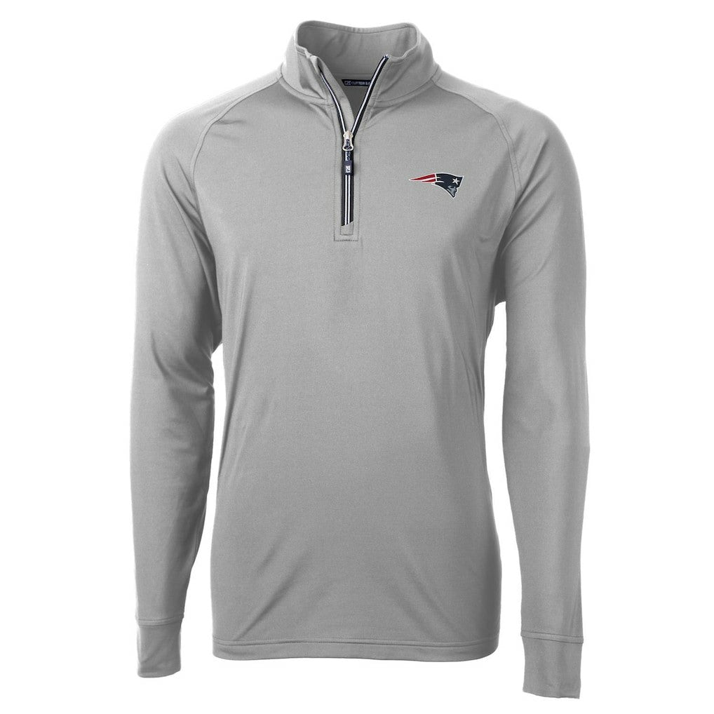 New England Patriots Cutter & Buck Big & Tall Adapt Eco Knit Quarter-Zip Pullover Jacket - Gray Pullover