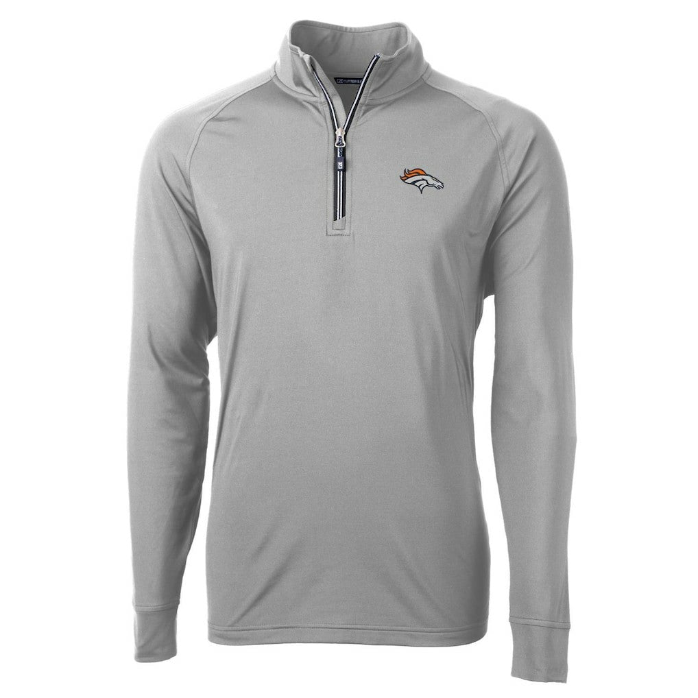Denver Broncos Cutter & Buck Big & Tall Adapt Eco Knit Quarter-Zip Pullover Jacket - Gray Pullover