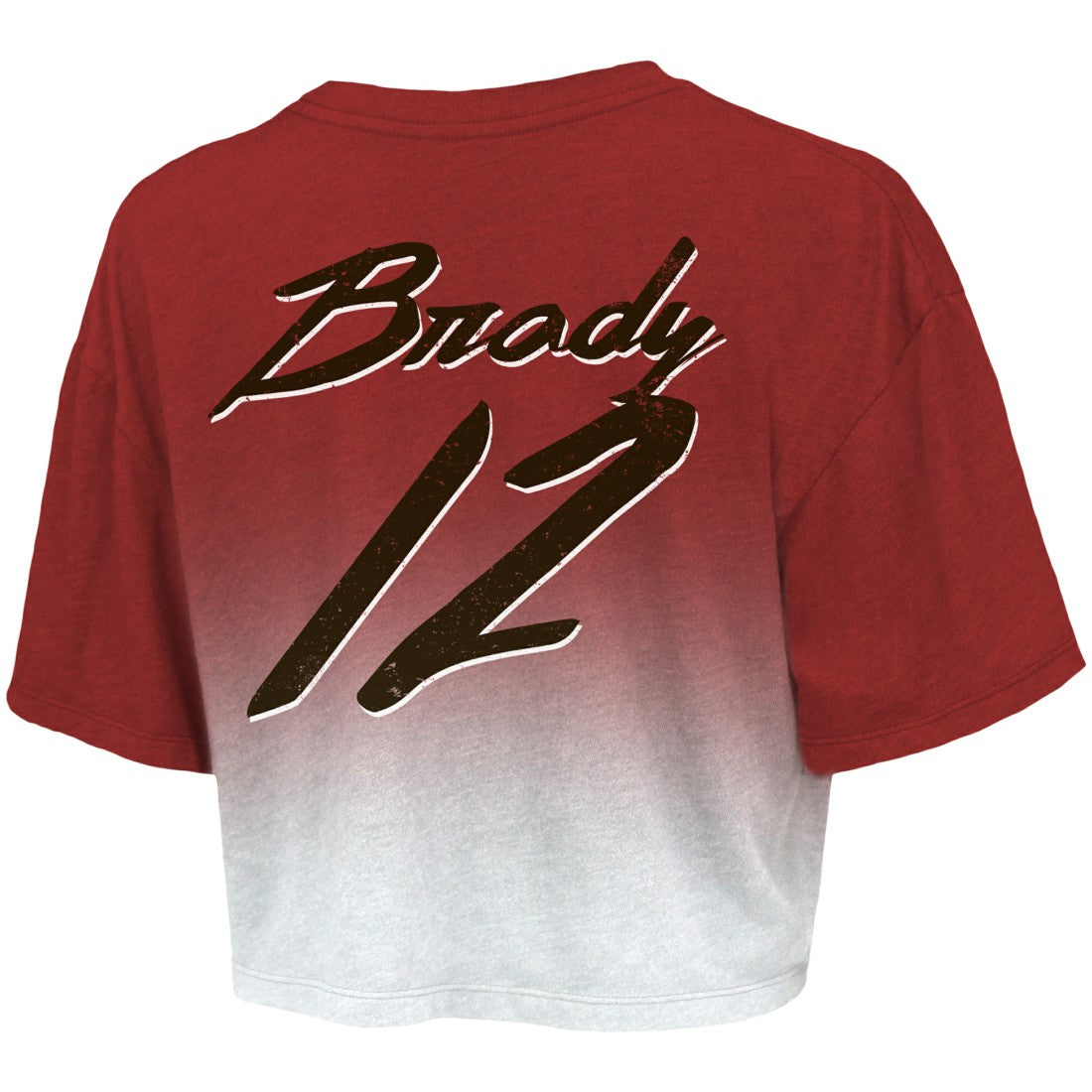Tom Brady Tampa Bay Buccaneers Majestic Threads Women's Drip-Dye Player Name & Number Tri-Blend Crop T-Shirt - Red/White T-shirts