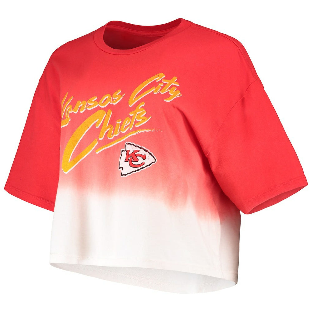 Patrick Mahomes Kansas City Chiefs Majestic Threads Women's Dip-Dye Player Name & Number Crop Top - Red/White Tops