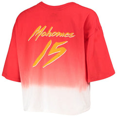 Patrick Mahomes Kansas City Chiefs Majestic Threads Women's Dip-Dye Player Name & Number Crop Top - Red/White Tops