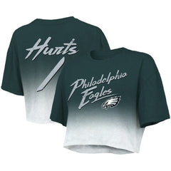 Jalen Hurts Philadelphia Eagles Majestic Threads Women's Dip-Dye Player Name & Number Crop Top - Green/White Tops