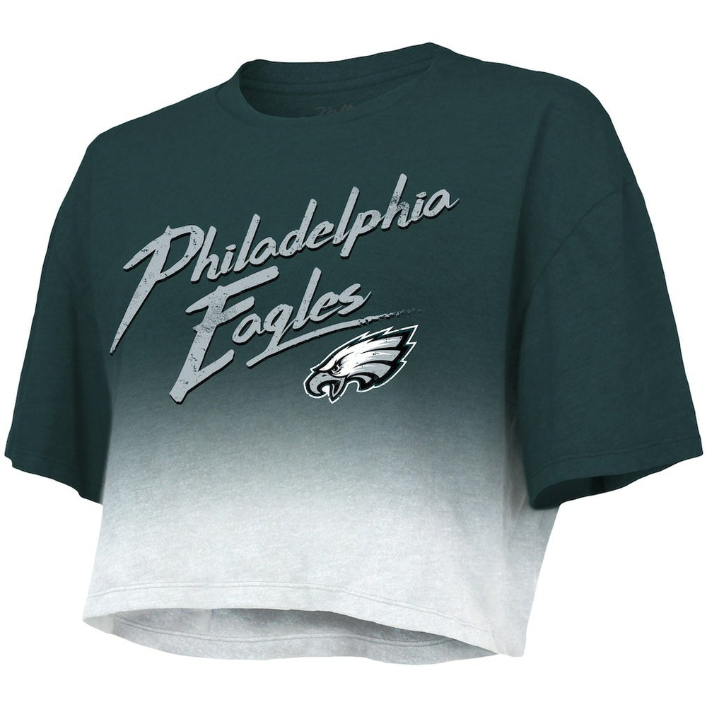 Jalen Hurts Philadelphia Eagles Majestic Threads Women's Dip-Dye Player Name & Number Crop Top - Green/White Tops