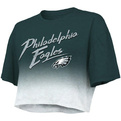 Jalen Hurts Philadelphia Eagles Majestic Threads Women's Dip-Dye Player Name & Number Crop Top - Green/White Tops