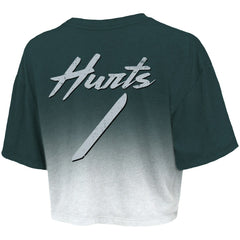 Jalen Hurts Philadelphia Eagles Majestic Threads Women's Dip-Dye Player Name & Number Crop Top - Green/White Tops
