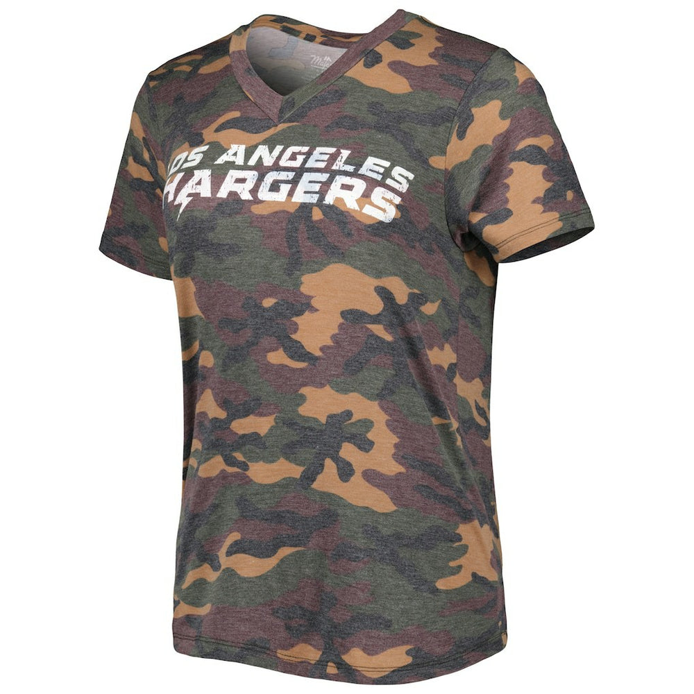 Justin Herbert Los Angeles Chargers Majestic Threads Women's Name & Number V-Neck Tri-Blend T-Shirt - Camo T-shirts