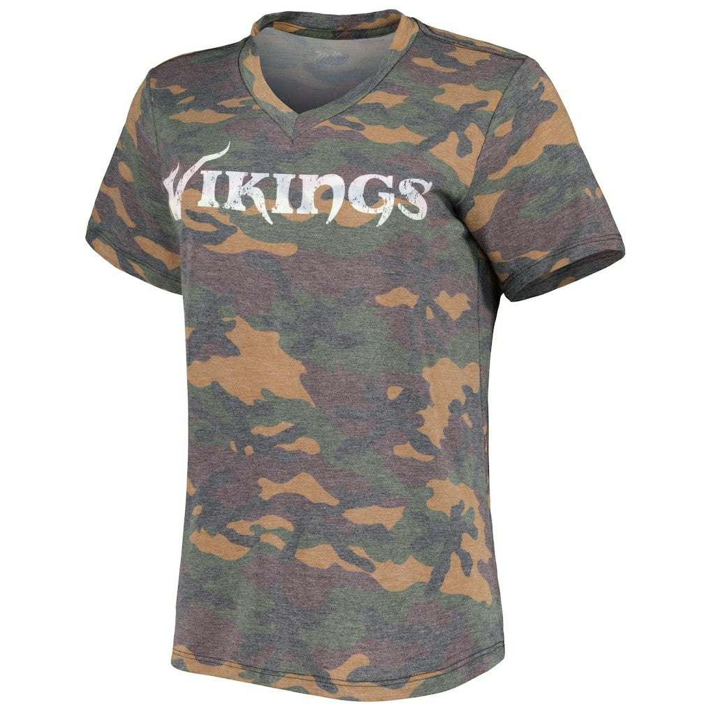 Justin Jefferson Minnesota Vikings Women's Name & Number Tri-Blend V-Neck T-Shirt - Camo T-shirts