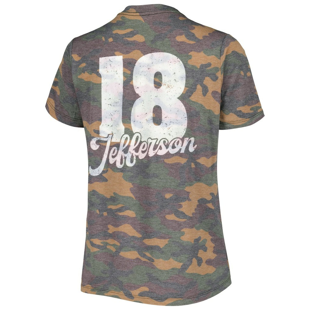 Justin Jefferson Minnesota Vikings Women's Name & Number Tri-Blend V-Neck T-Shirt - Camo T-shirts