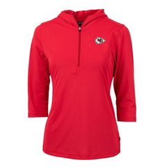 Kansas City Chiefs Cutter & Buck Women's Virtue Eco Pique Half-Zip 3/4 Sleeve Pullover Hoodie - Red Hoodies