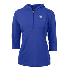 New York Giants Cutter & Buck Women's Virtue Eco Pique Half-Zip 3/4 Sleeve Pullover Hoodie - Royal Hoodies