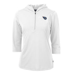 Tennessee Titans Cutter & Buck Women's Virtue Eco Pique Half-Zip 3/4 Sleeve Pullover Hoodie - White Hoodies