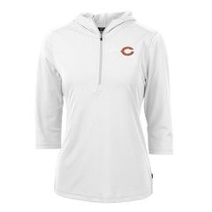 Chicago Bears Cutter & Buck Women's Virtue Eco Pique Half-Zip 3/4 Sleeve Pullover Hoodie - White Hoodies