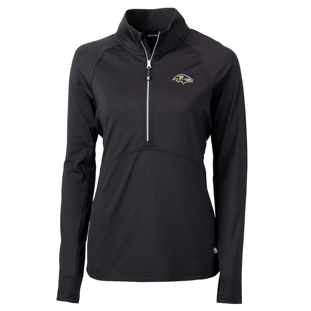 Baltimore Ravens Cutter & Buck Women's Adapt Eco Knit Half-Zip Pullover Jacket - Black Pullover
