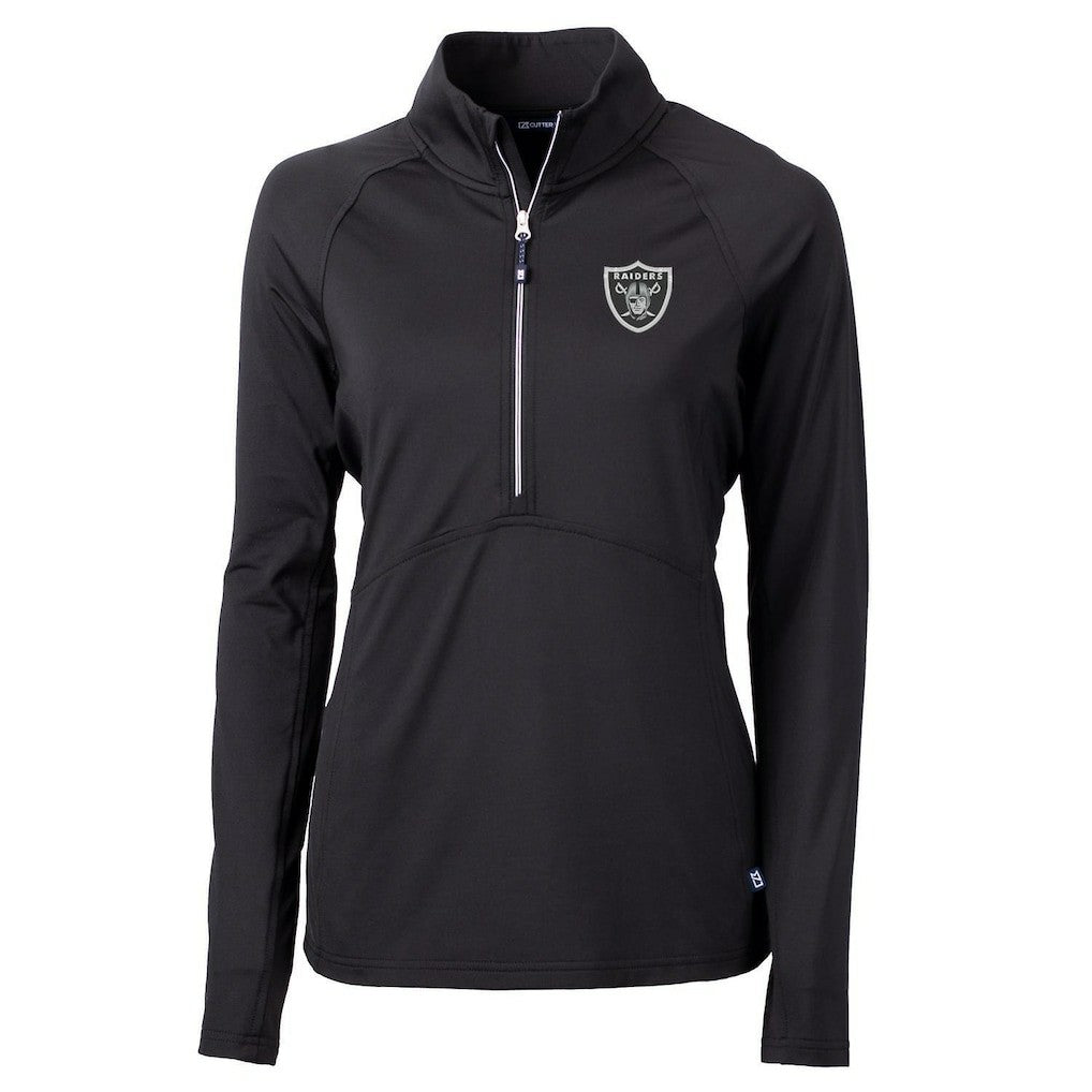 Las Vegas Raiders Cutter & Buck Women's Adapt Eco Knit Half-Zip Pullover Jacket - Black Pullover