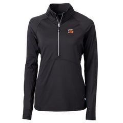 Cincinnati Bengals Cutter & Buck Women's Adapt Eco Knit Half-Zip Pullover Jacket - Black Pullover