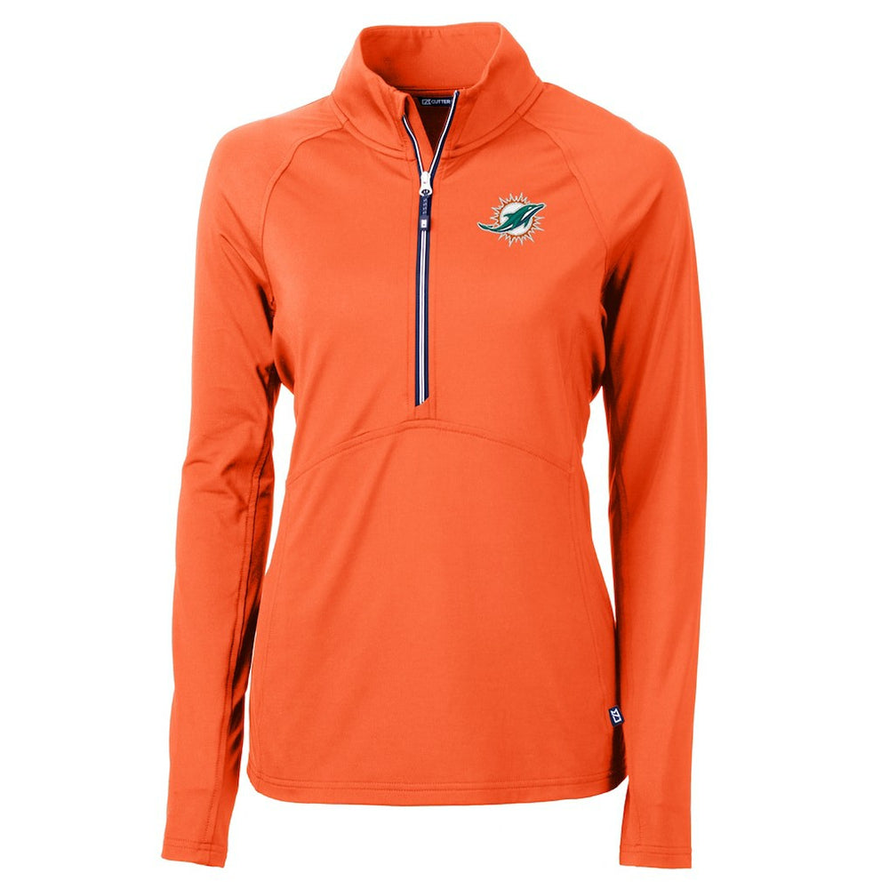 Miami Dolphins Cutter & Buck Women's Adapt Eco Knit Half-Zip Pullover Jacket - Orange Pullover