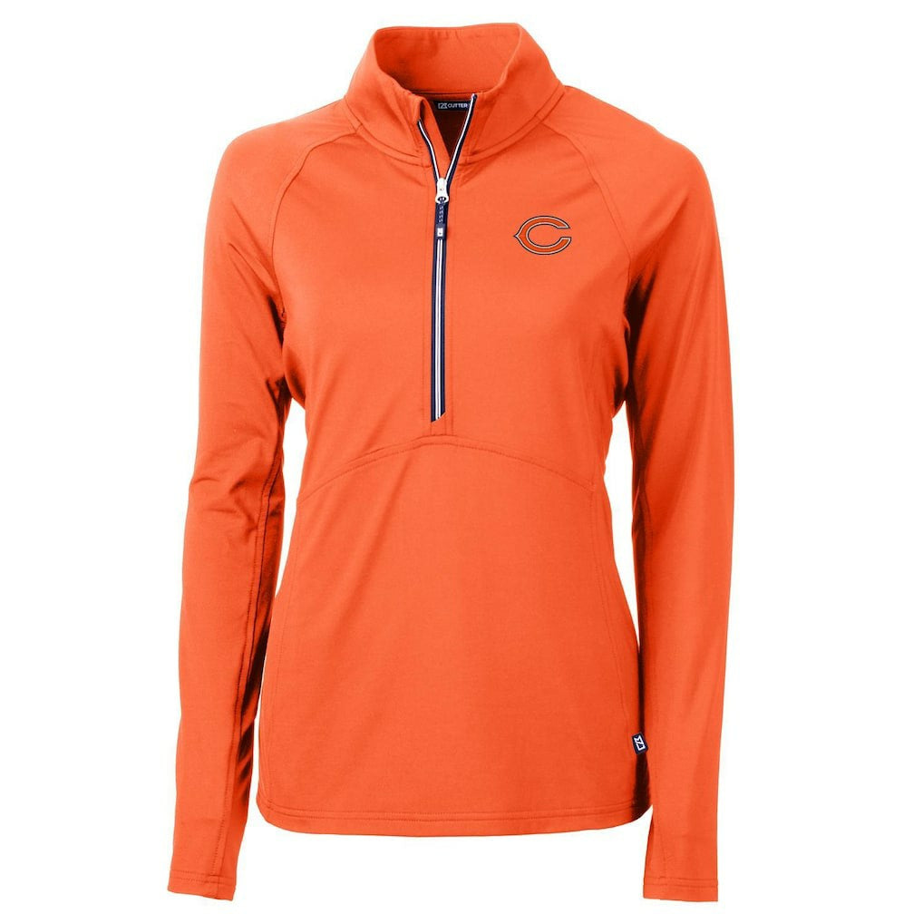 Chicago Bears Cutter & Buck Women's Adapt Eco Knit Half-Zip Pullover Jacket - Orange Pullover