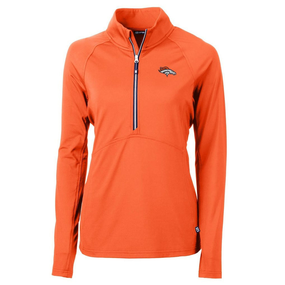 Denver Broncos Cutter & Buck Women's Adapt Eco Knit Half-Zip Pullover Jacket - Orange Pullover