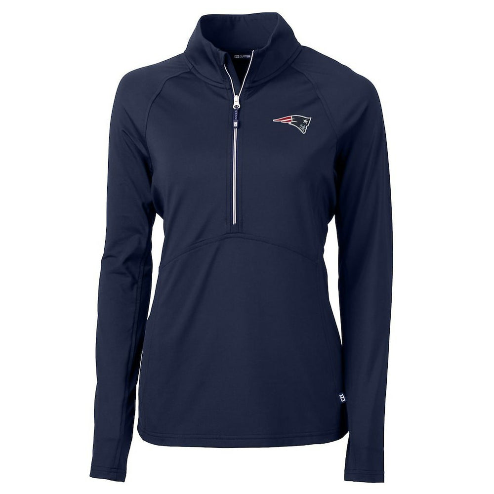 New England Patriots Cutter & Buck Women's Adapt Eco Knit Half-Zip Pullover Jacket - Navy Pullover