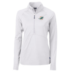 Miami Dolphins Cutter & Buck Women's Adapt Eco Knit Half-Zip Pullover Jacket - White Pullover