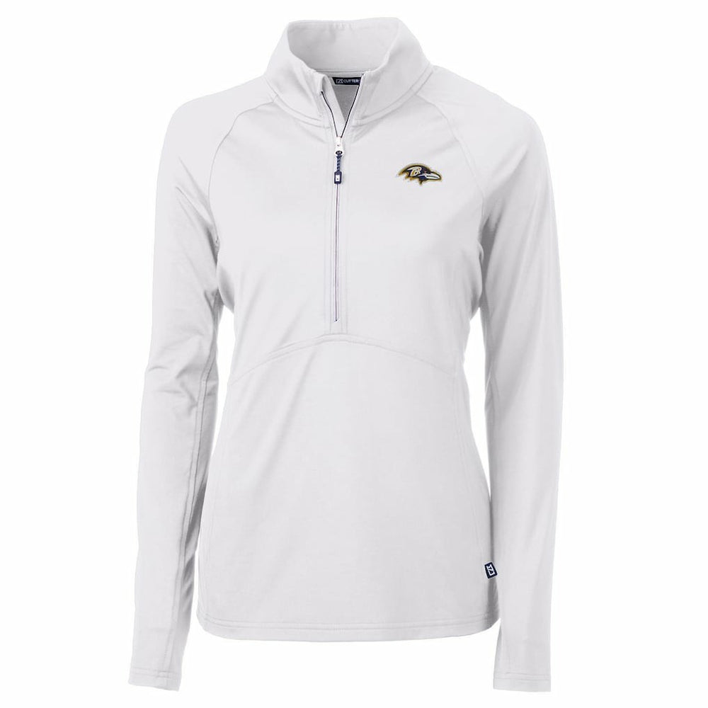 Baltimore Ravens Cutter & Buck Women's Adapt Eco Knit Half-Zip Pullover Jacket - White Pullover