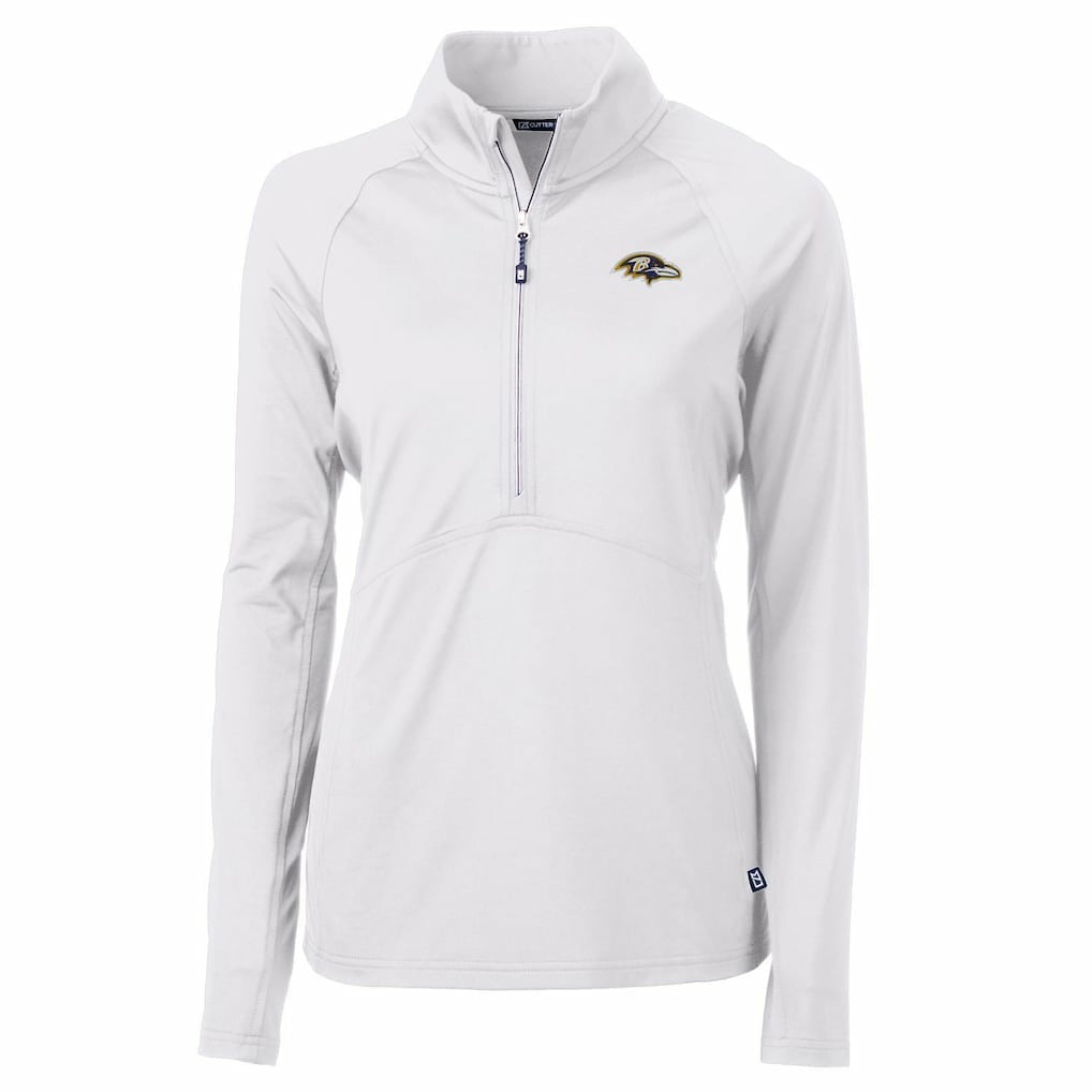 Baltimore Ravens Cutter & Buck Women's Adapt Eco Knit Half-Zip Pullover Jacket - White Pullover