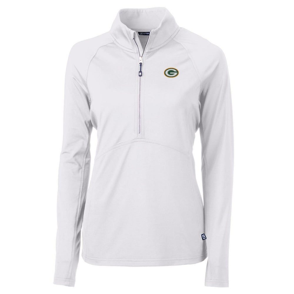 Green Bay Packers Cutter & Buck Women's Adapt Eco Knit Half-Zip Pullover Jacket - White Pullover
