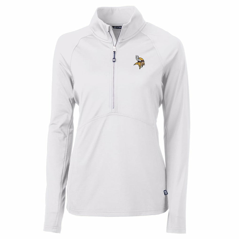 Minnesota Vikings Cutter & Buck Women's Adapt Eco Knit Half-Zip Pullover Jacket - White Pullover