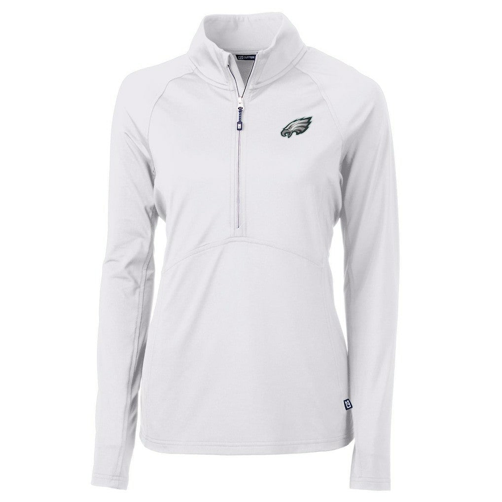 Philadelphia Eagles Cutter & Buck Women's Adapt Eco Knit Half-Zip Pullover Jacket - White Pullover