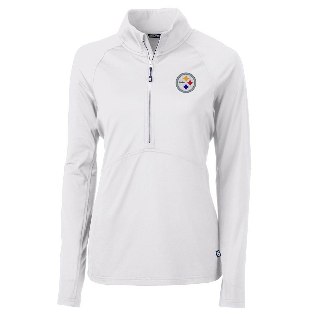 Pittsburgh Steelers Cutter & Buck Women's Adapt Eco Knit Half-Zip Pullover Jacket - White Pullover